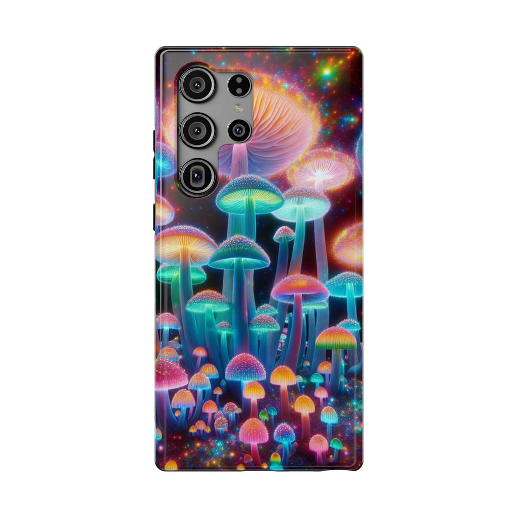 Psychedelic Neon Mushroom Phone Case — Protective Cosmic Art iPhone Cover