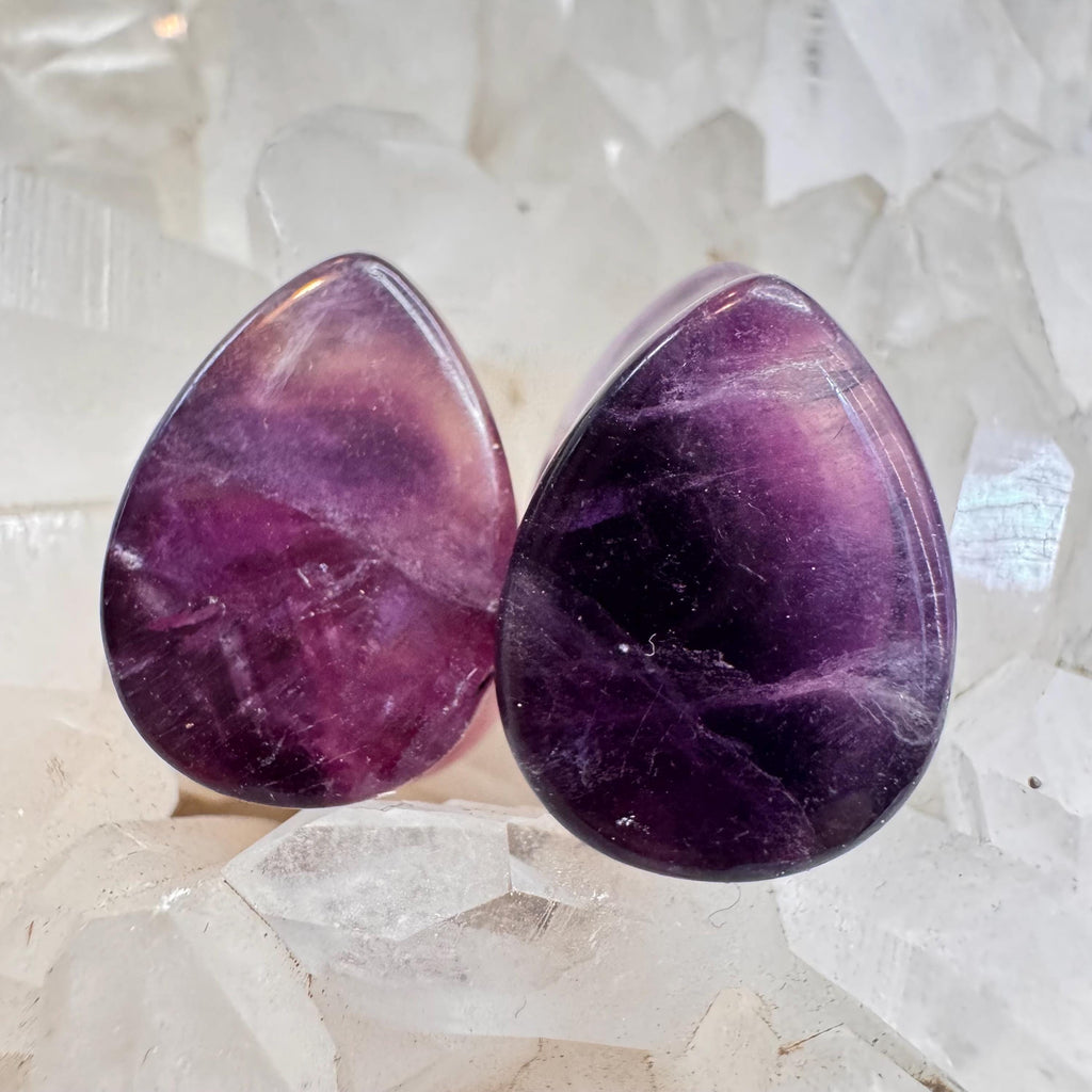 OOAK Purple Fluorite Teardrop Plugs – 5/8" (16mm)