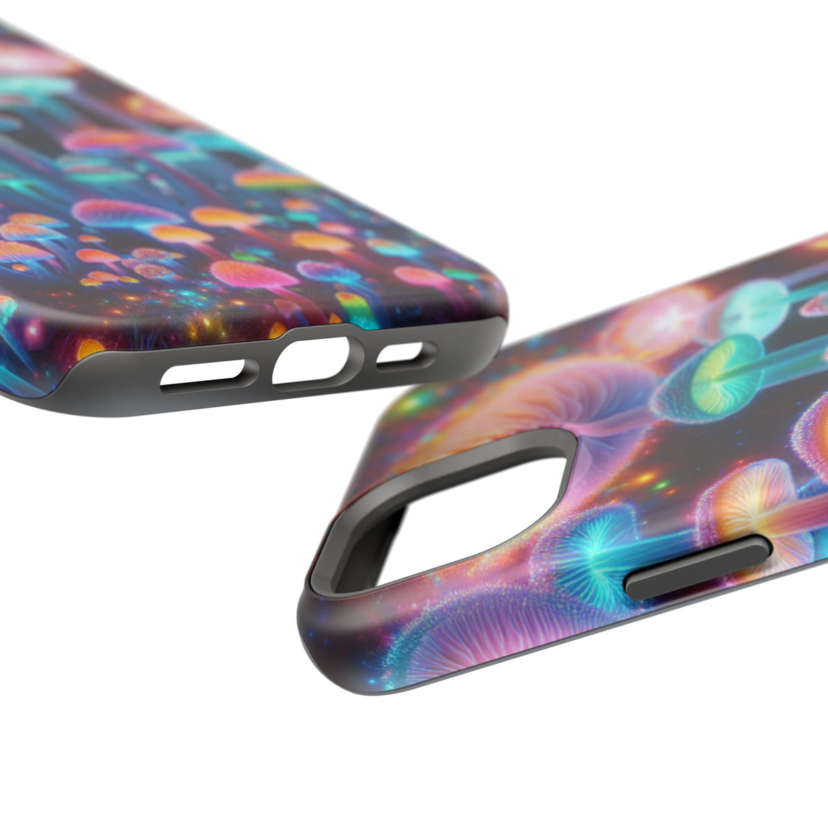 Psychedelic Neon Mushroom Phone Case — Protective Cosmic Art iPhone Cover