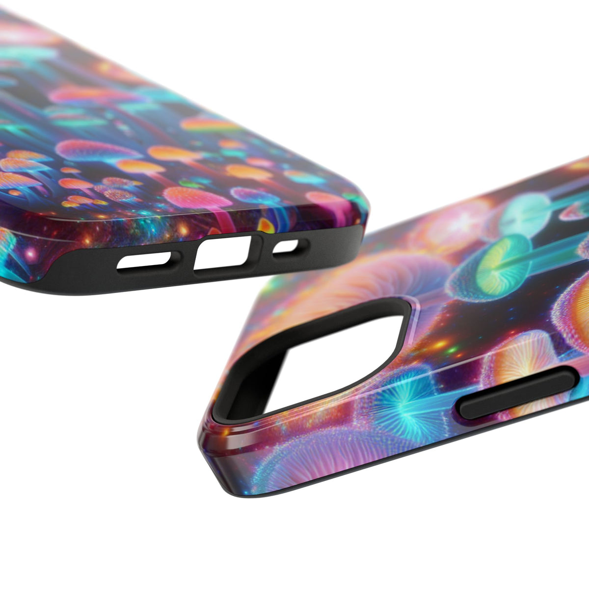 Psychedelic Neon Mushroom Phone Case — Protective Cosmic Art iPhone Cover