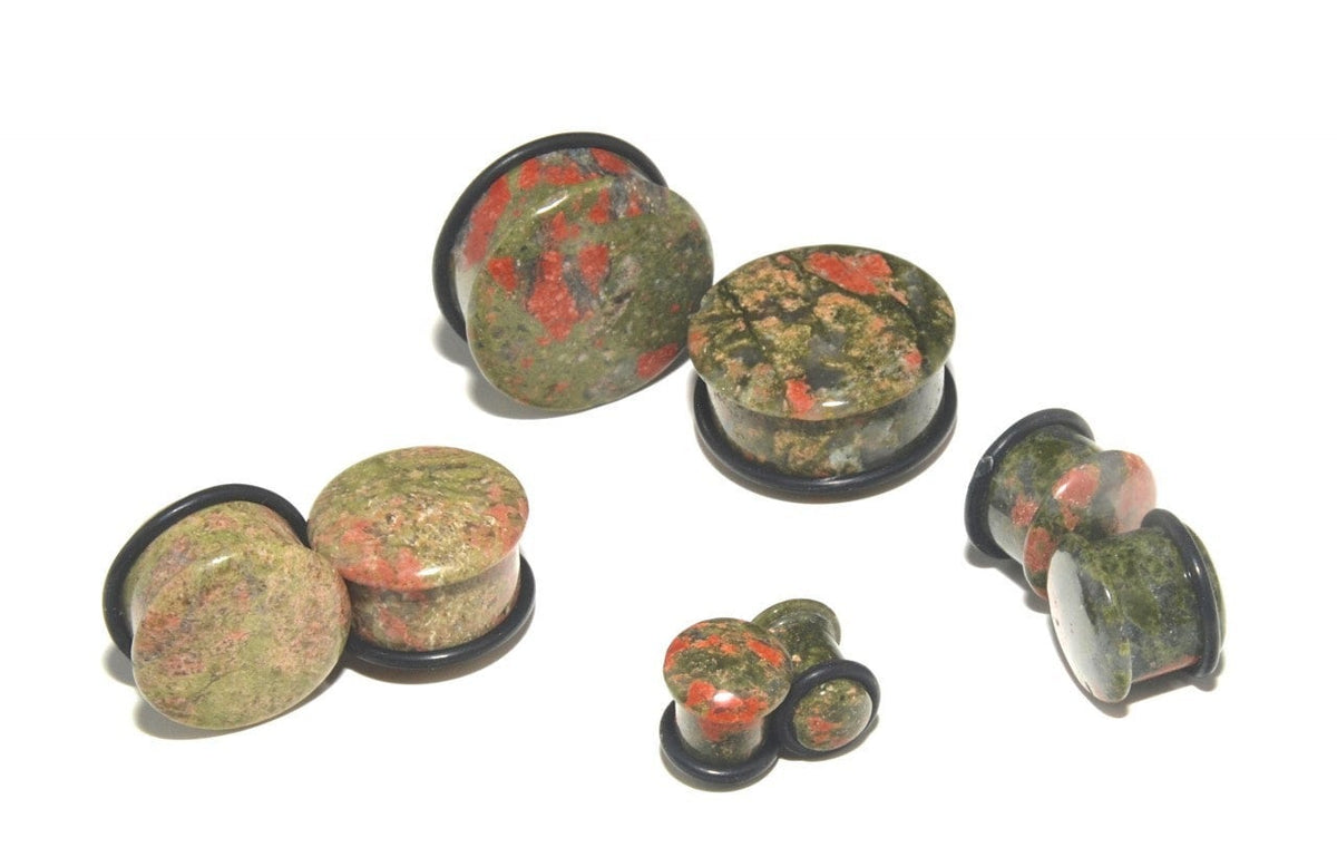 Unakite Stone Plugs – Single Flared Ear Gauges