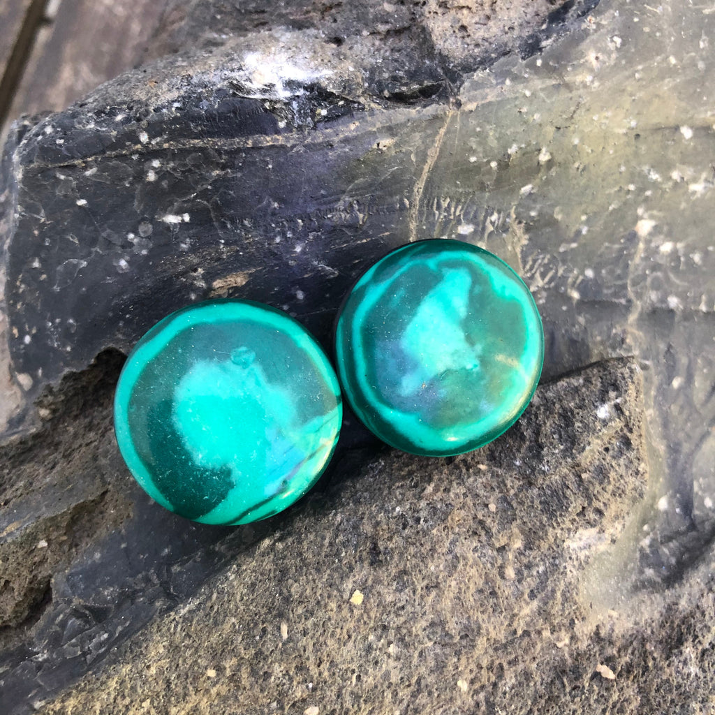 OOAK Malachite Stone Plugs – 7/8" (22mm)