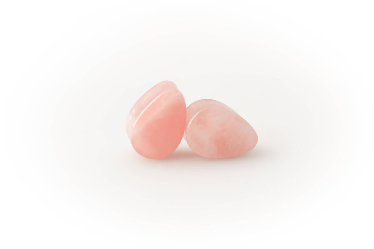Rose Quartz Teardrop Plugs – Double Flared