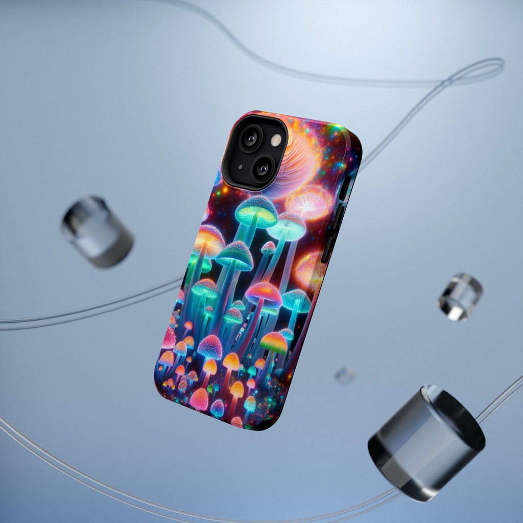 Psychedelic Neon Mushroom Phone Case — Protective Cosmic Art iPhone Cover