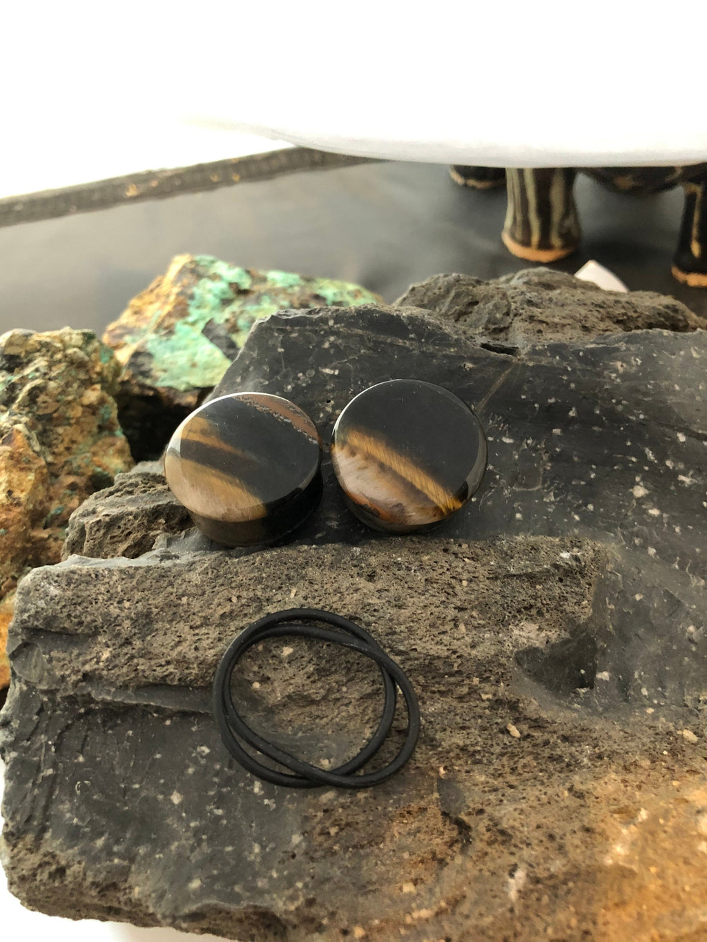 OOAK Blue & Brown Tiger’s Eye Plugs – 1" (25mm)