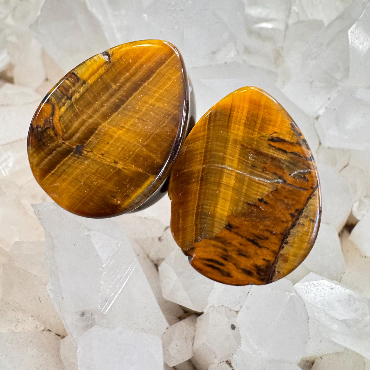 OOAK Brown Tiger’s Eye Teardrop Plugs – 3/4" (19mm)