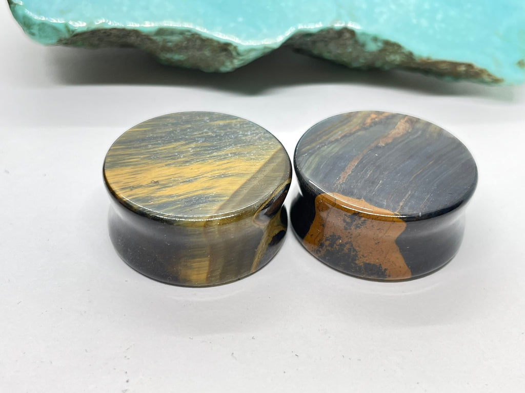 OOAK Blue Tiger’s Eye Plugs – 1" (25mm)