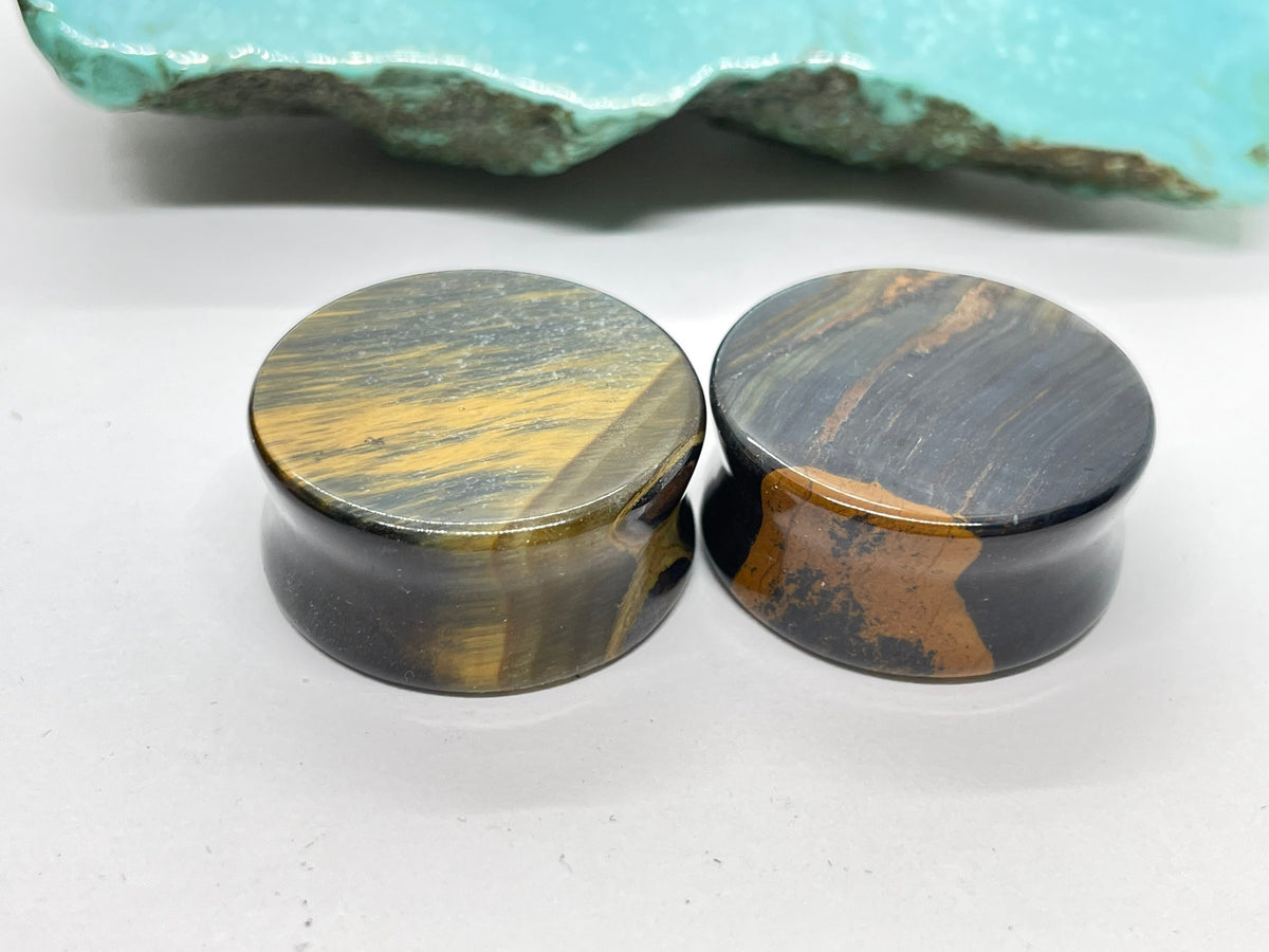 OOAK Blue Tiger’s Eye Plugs – 1" (25mm)