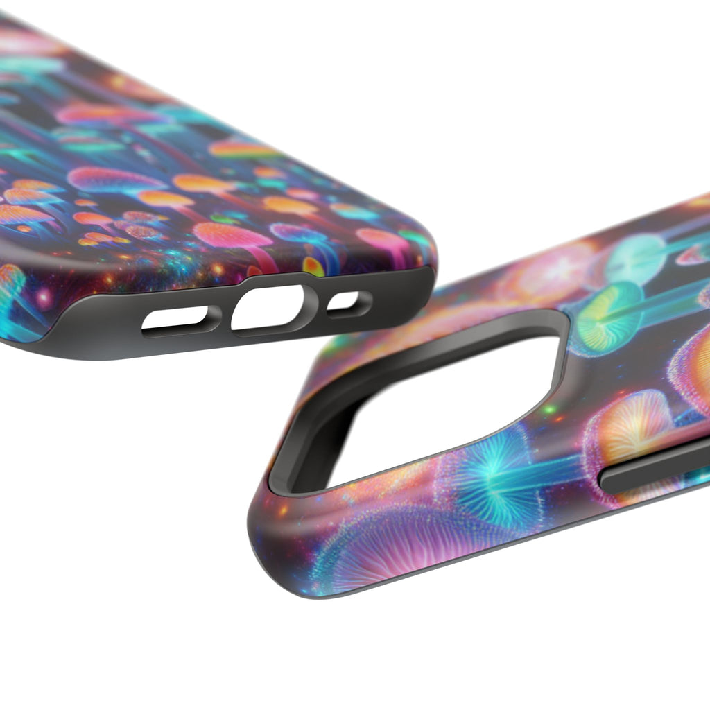 Psychedelic Neon Mushroom Phone Case — Protective Cosmic Art iPhone Cover