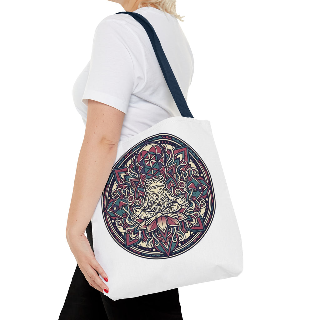 Meditating Cat Mandala Tote Bag — Boho Yoga, Spiritual Gift