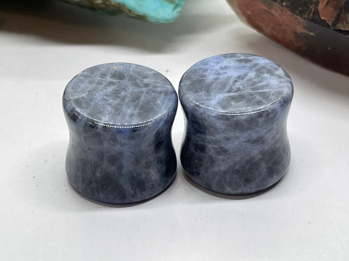 OOAK Blue Sodalite Stone Plugs – 1/2" (13mm)