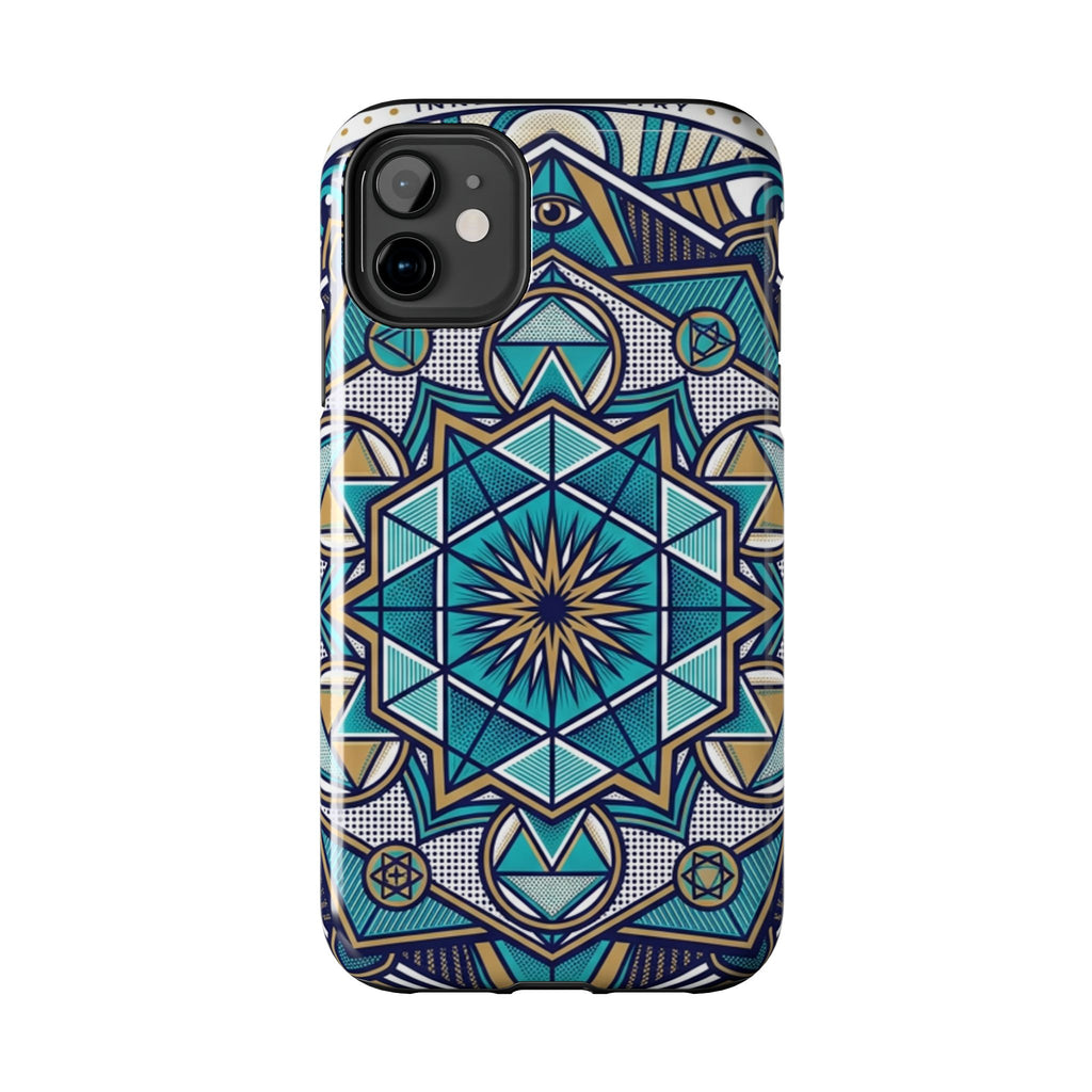 Tough Phone Case — Blue Geometric Mandala Protective Phone Cover