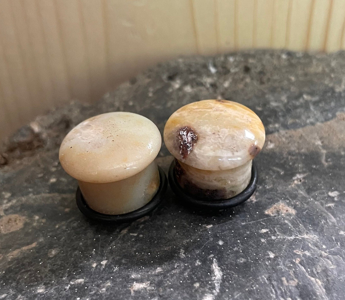 OOAK Brown Amazonite Plugs – 9/16" (14mm) Single Flared