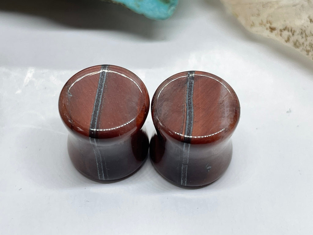 OOAK Red Tiger’s Eye Plugs – 7/16" (11mm)