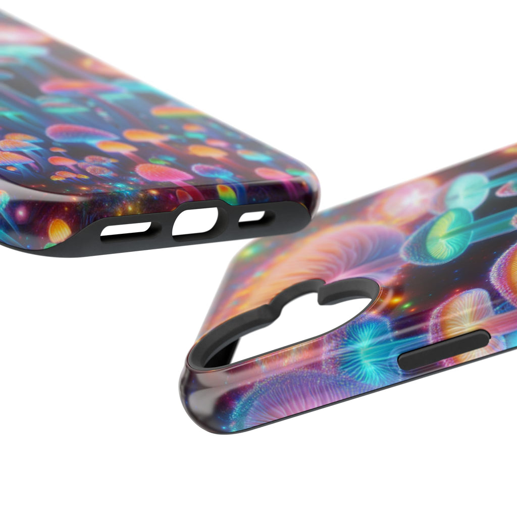 Psychedelic Neon Mushroom Phone Case — Protective Cosmic Art iPhone Cover