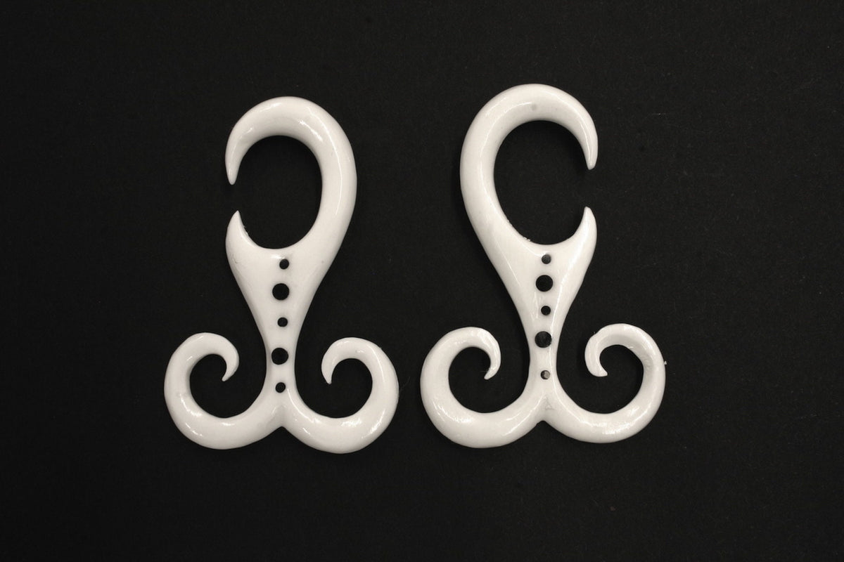 Bone Earrings with Black Horn Inlay – Ear Gauges