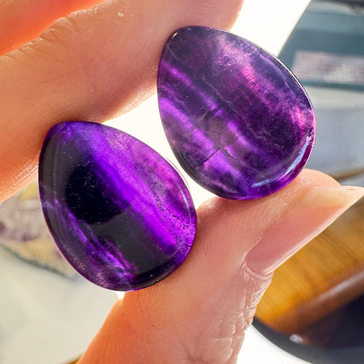 OOAK Purple Fluorite Teardrop Plugs – 3/4" (19mm)