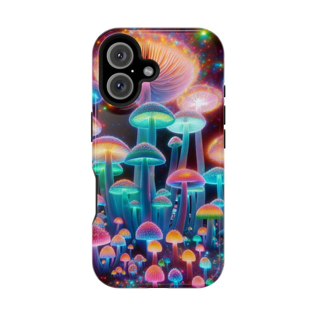 Psychedelic Neon Mushroom Phone Case — Protective Cosmic Art iPhone Cover