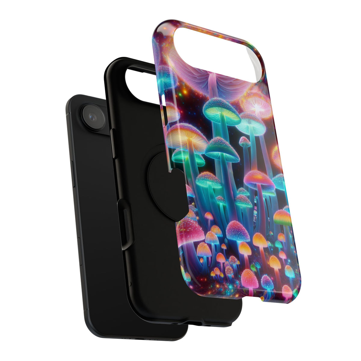Psychedelic Neon Mushroom Phone Case — Protective Cosmic Art iPhone Cover