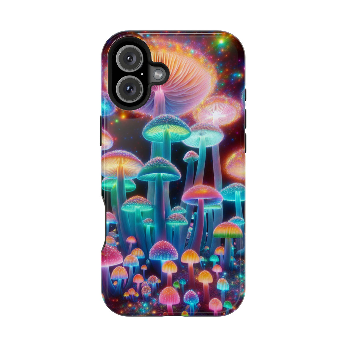 Psychedelic Neon Mushroom Phone Case — Protective Cosmic Art iPhone Cover