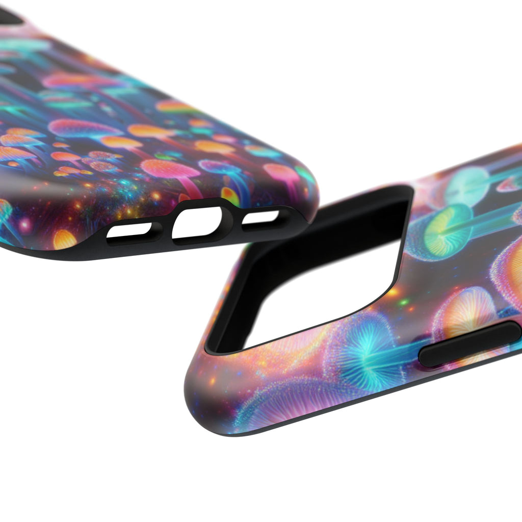 Psychedelic Neon Mushroom Phone Case — Protective Cosmic Art iPhone Cover