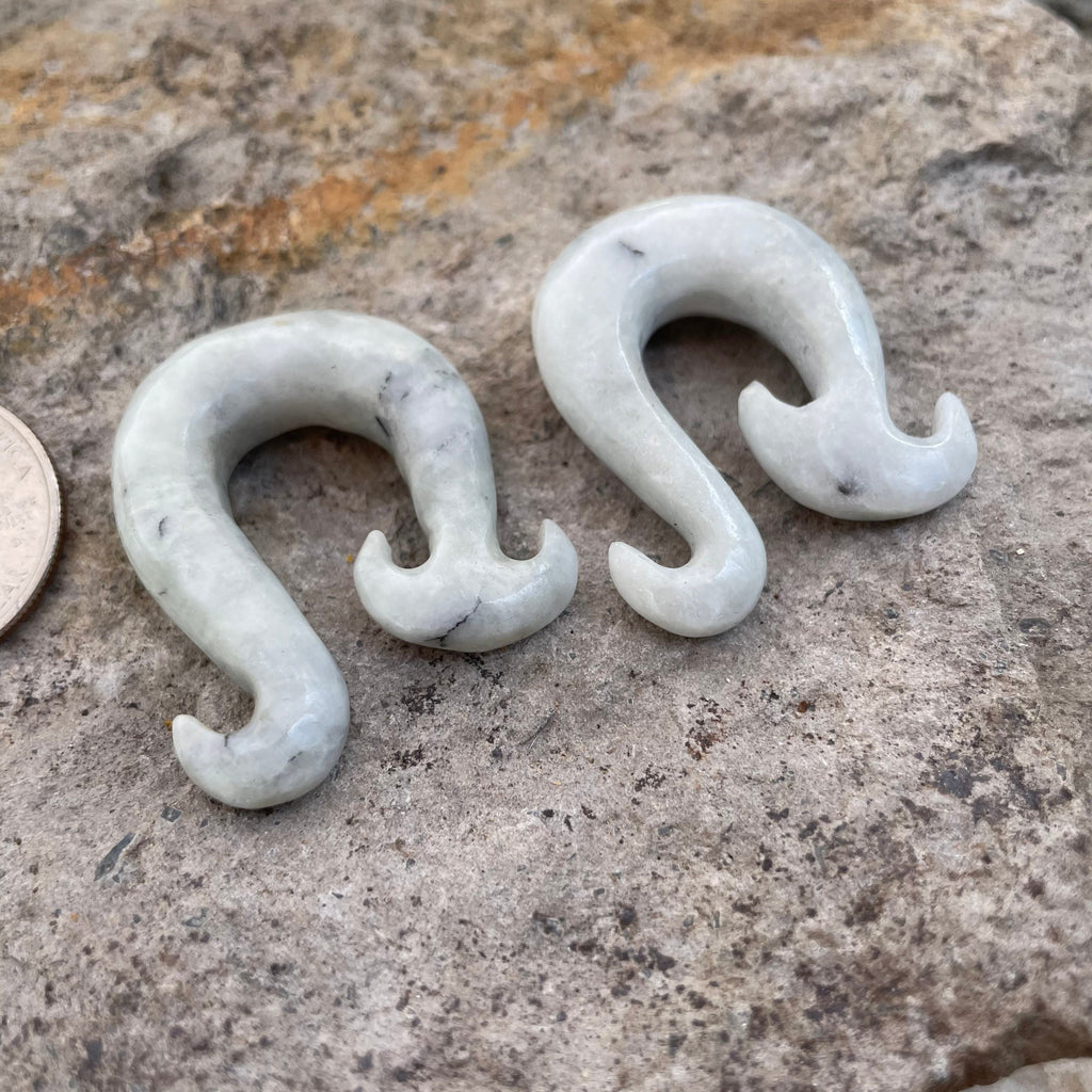 OOAK Pale Sage Jadeite Wave Hooks – 00g (9.5mm)