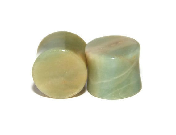 Blue Amazonite Plugs – Double Flared Stone Ear Gauges