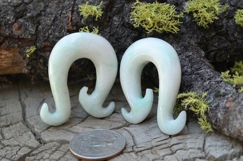 OOAK Jadeite Wave Hook Earrings – 7/16" (11mm)