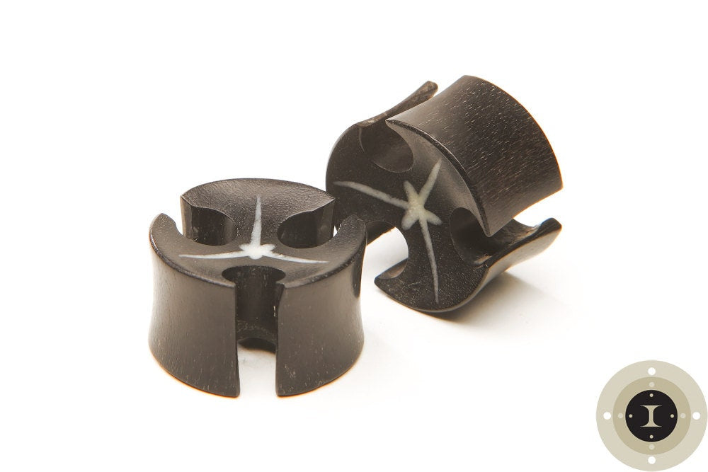 Negative Space Ebony Wood Plugs – Double Flared
