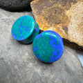 OOAK Azurite Stone Plugs – 1" (25mm)