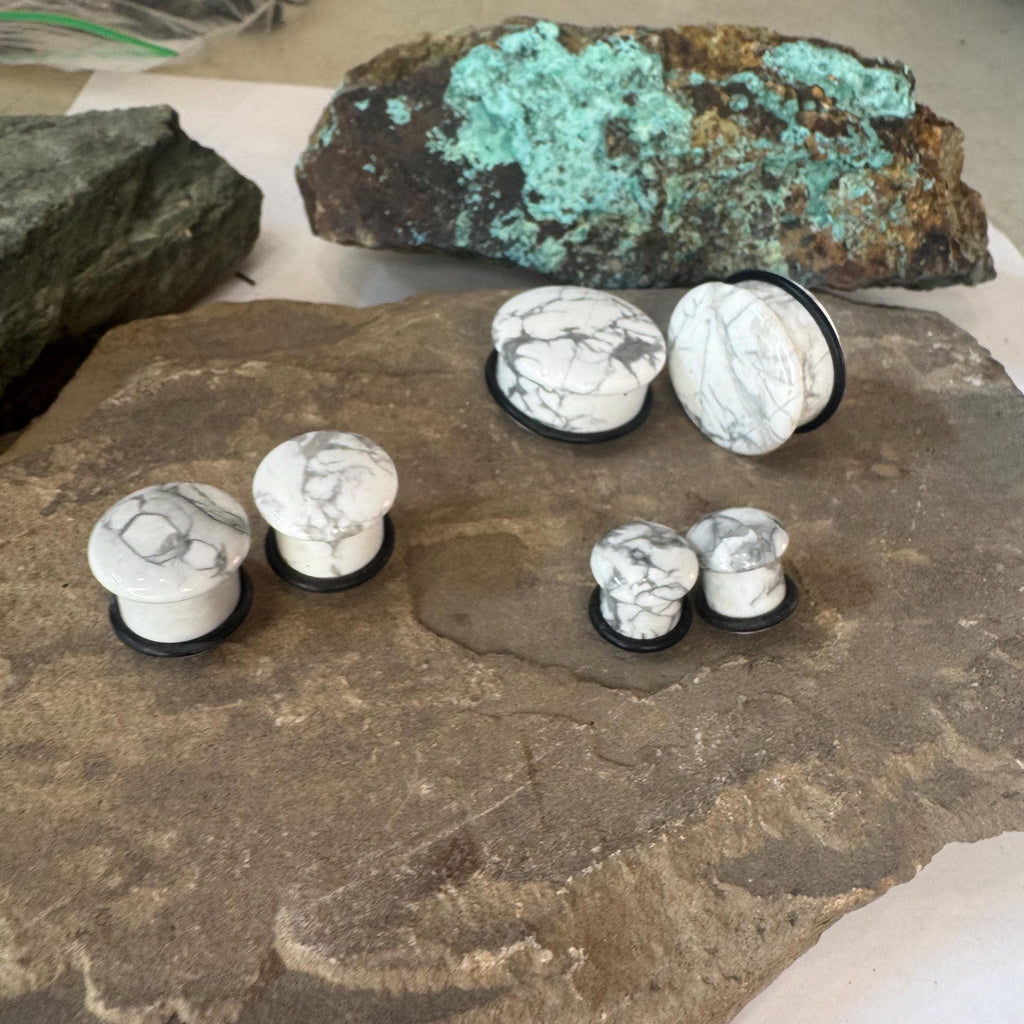 White Howlite Stone Plugs – Single Flared Gauges