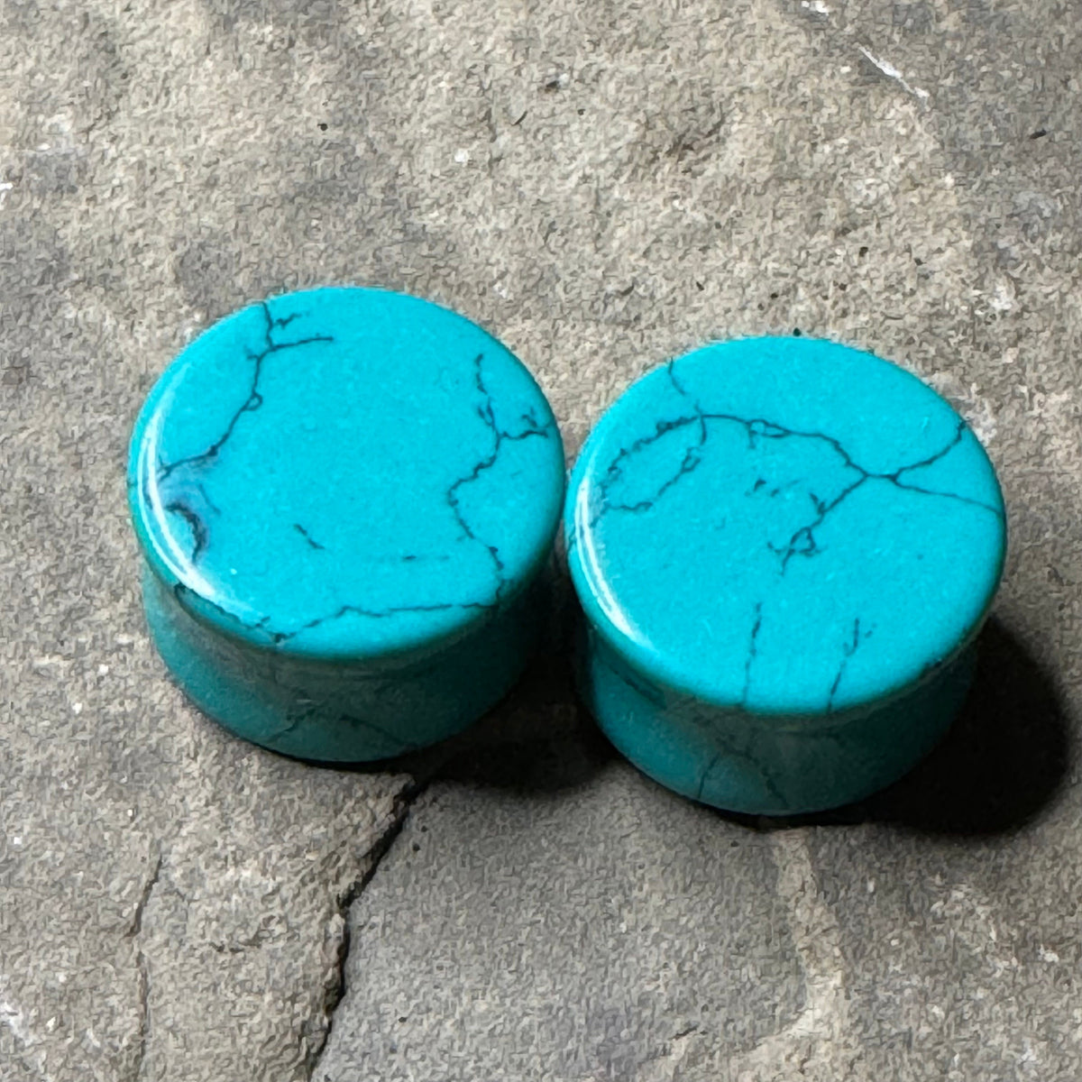 OOAK Synthetic Turquoise Plugs – 3/4" (19mm) Double Flared