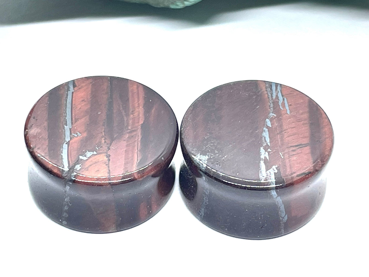 OOAK Red Tiger’s Eye Plugs – 7/8" (22mm)