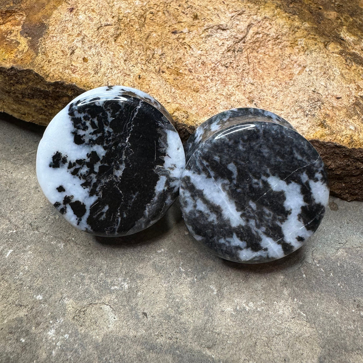 OOAK Zebra Jasper Stone Plugs – 7/8" (22mm)