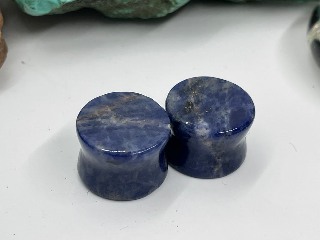 OOAK Sodalite Stone Plugs – 5/8" (16mm)