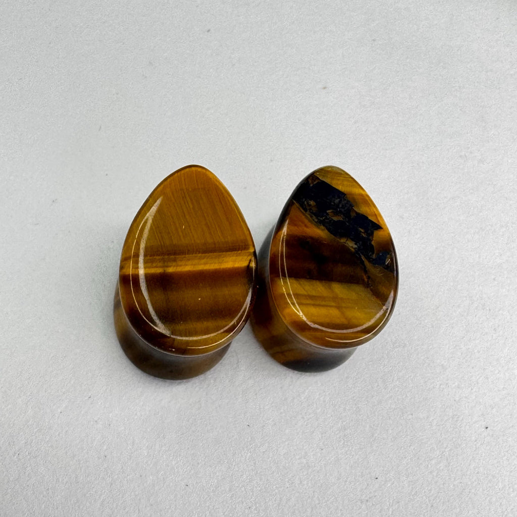 OOAK Tiger’s Eye Teardrop Plugs – 7/16" (11mm)