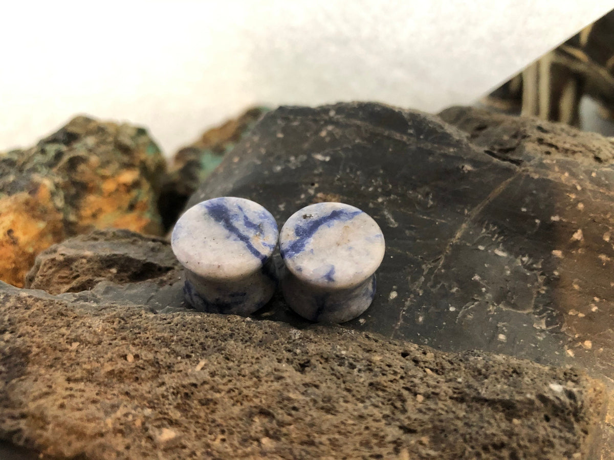 OOAK Sodalite Stone Plugs – 9/16" (14mm)