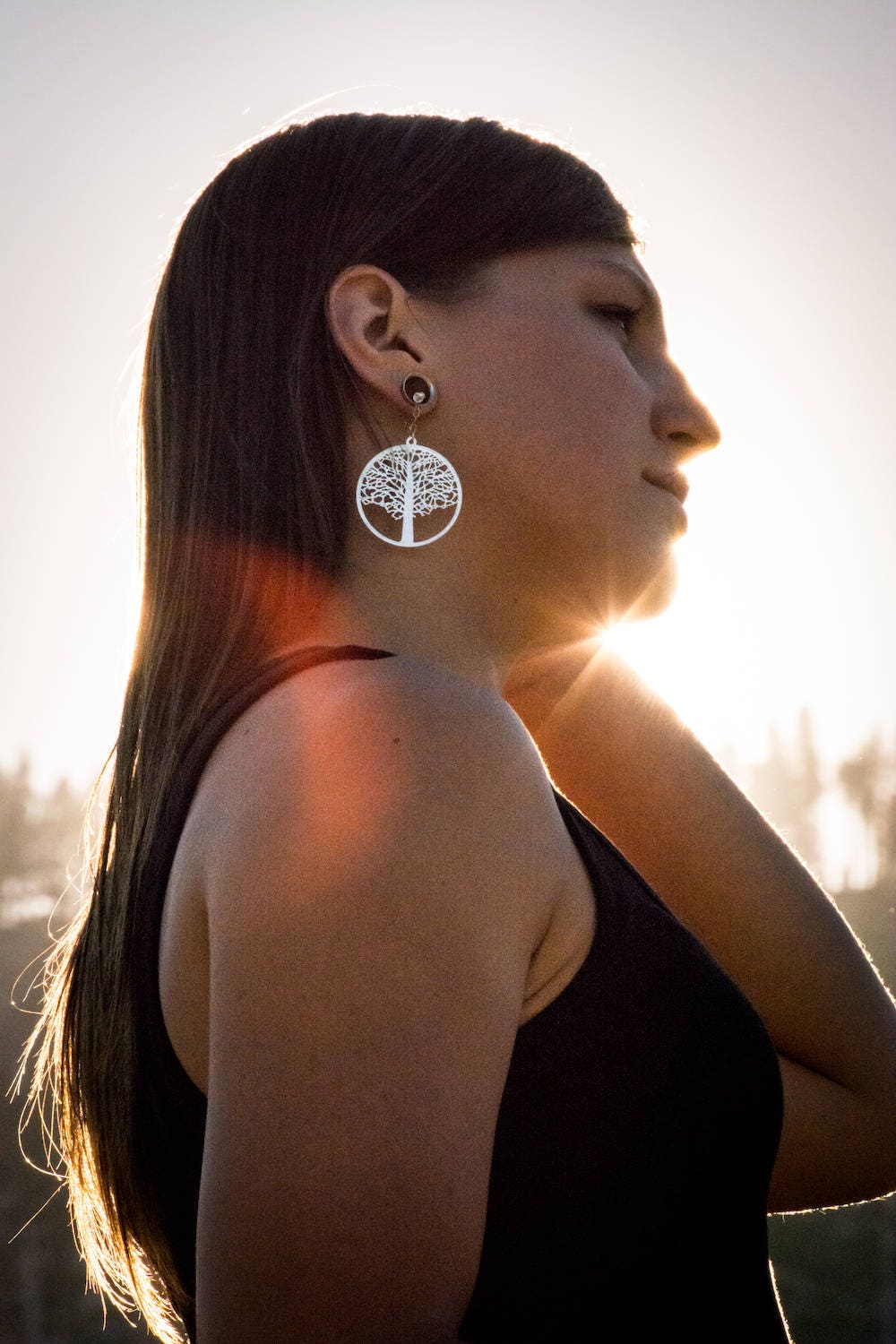 Tree of Life Magnetic Clasp Gauged Earrings