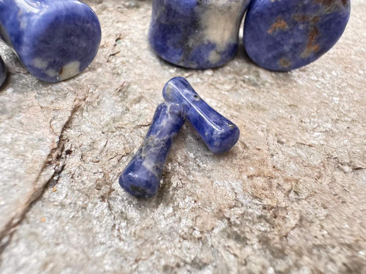 Blue Sodalite Plugs – Double Flared Stone Ear Gauges
