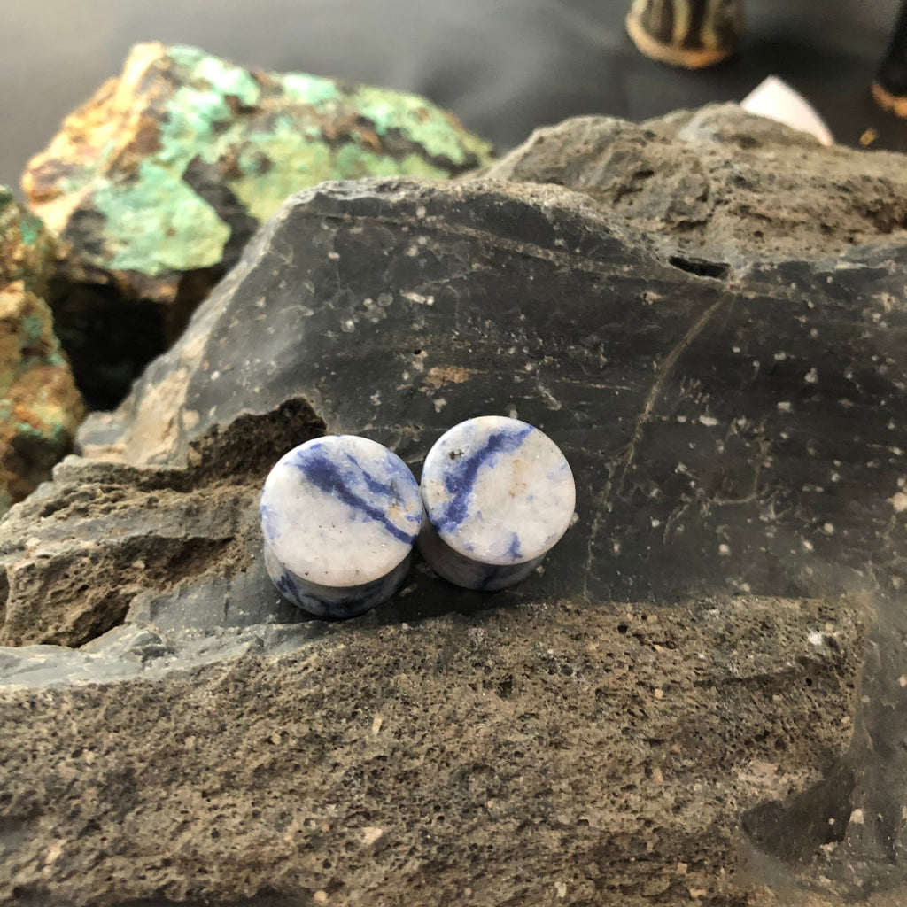 OOAK Sodalite Stone Plugs – 9/16" (14mm)