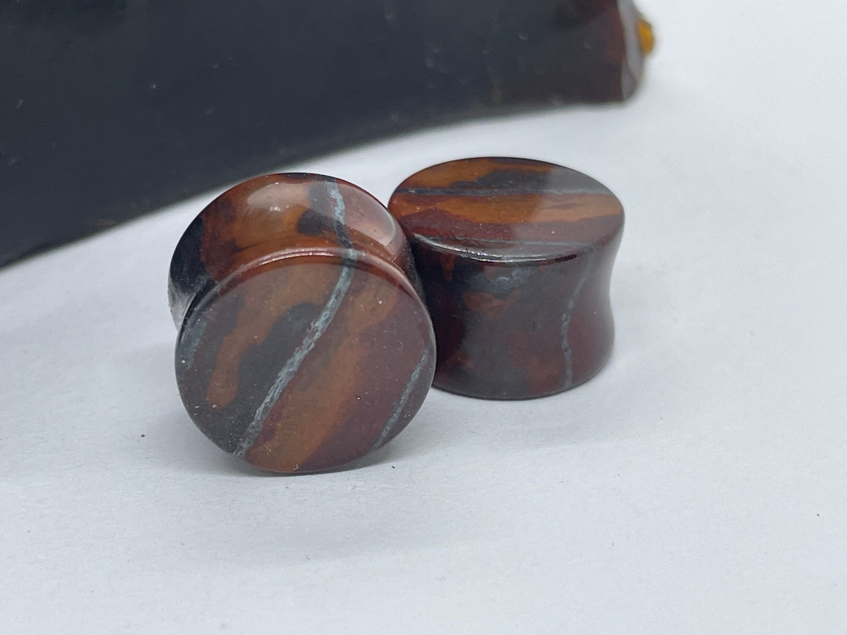 OOAK Red Tiger’s Eye Plugs – 5/8" (16mm)