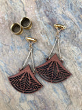 Laser-Cut Wooden Magnetic Clasp Gauged Earrings