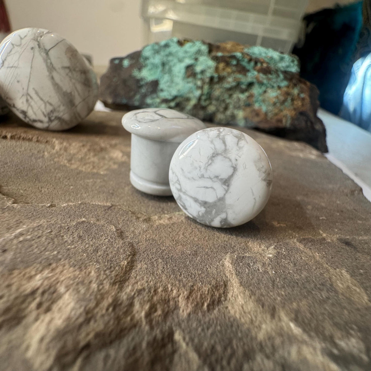 White Howlite Stone Plugs – Single Flared Gauges