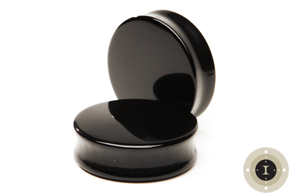 Black Onyx Stone Plugs – Double Flared Ear Gauges