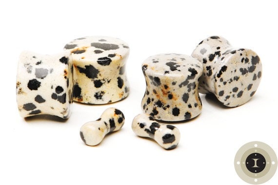 Dalmatian Jasper Plugs – Spotted Stone Ear Gauges