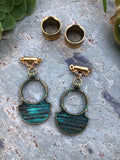 Patina Brass Magnetic Clasp Gauged Earrings