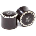 Water Buffalo Horn Dayak Flower Plugs – Bone Inlay