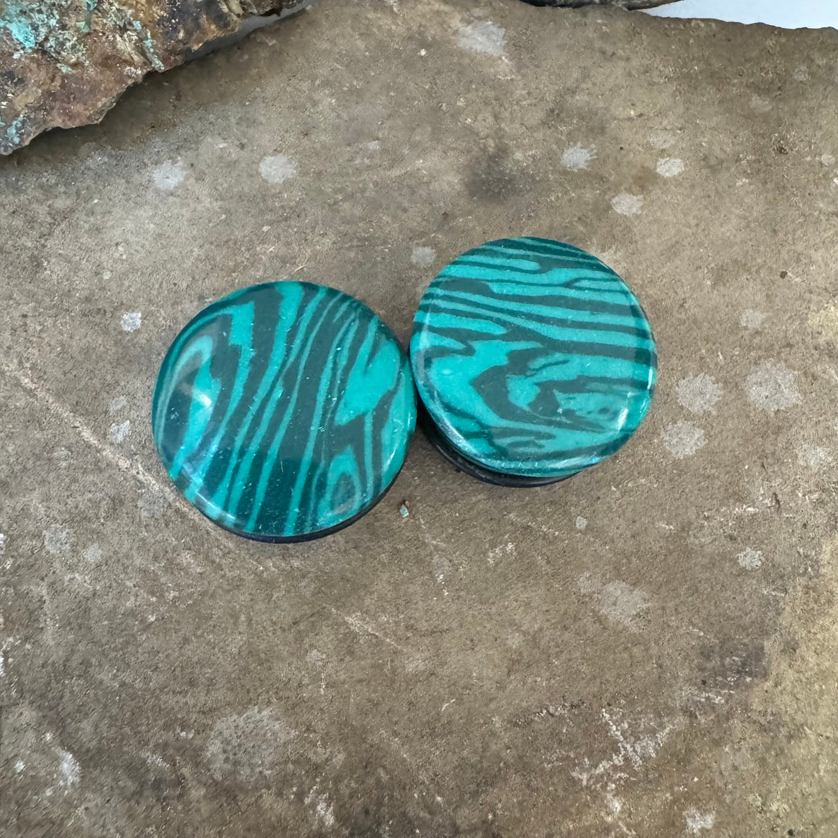 OOAK Malachite Stone Plugs – 7/8" (22mm)