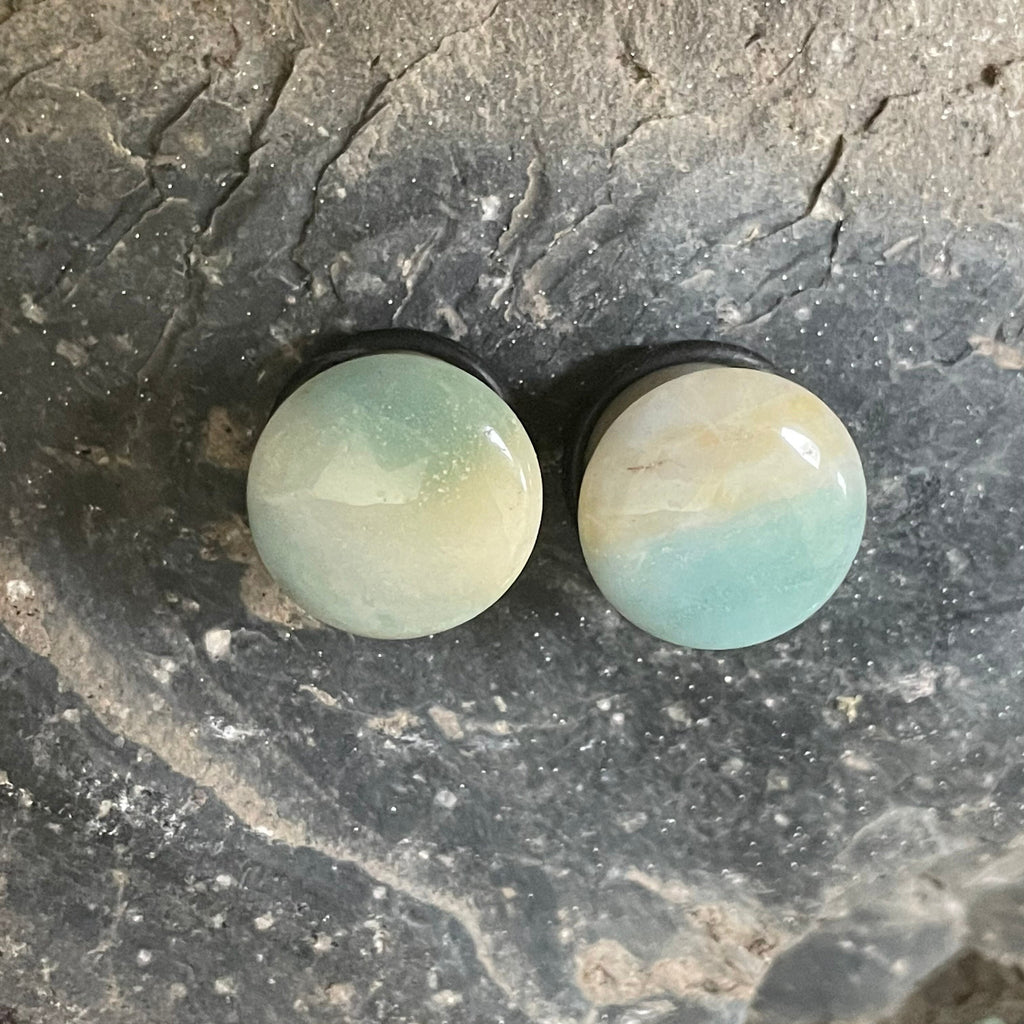 OOAK Amazonite Plugs – 9/16" (14mm) Single Flared