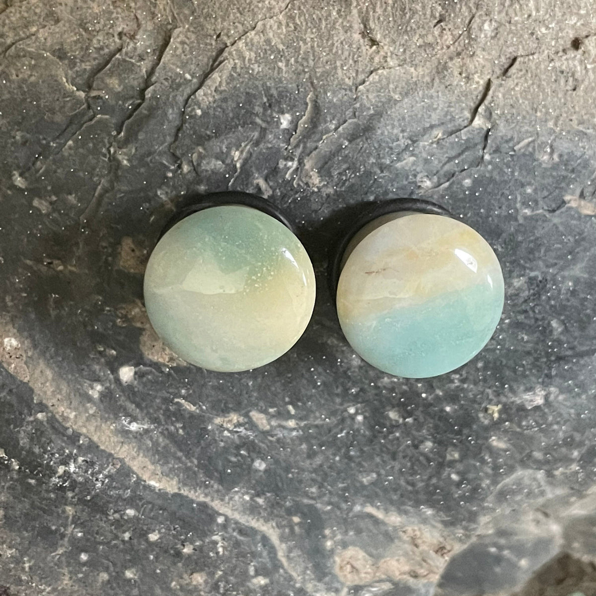 OOAK Amazonite Plugs – 9/16" (14mm) Single Flared